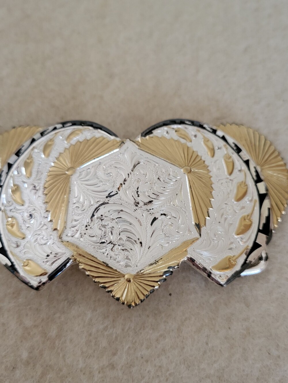Montana Silversmith Belt Buckle Mixed Metal Hearts Chili Pepper Silver Plate